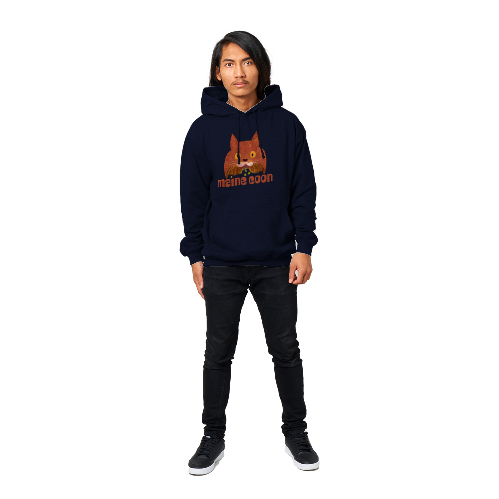 Cute Maine Coon Print Premium Unisex Pullover Hoodie.
