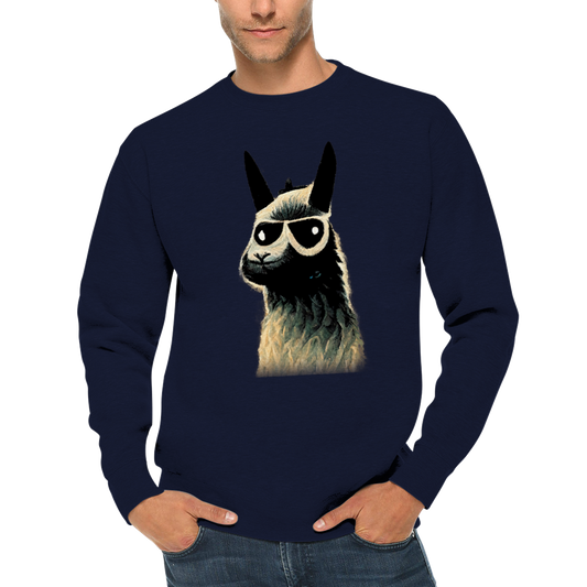 Llama Wearing Sunglasses Print Premium Unisex Crewneck Sweatshirt