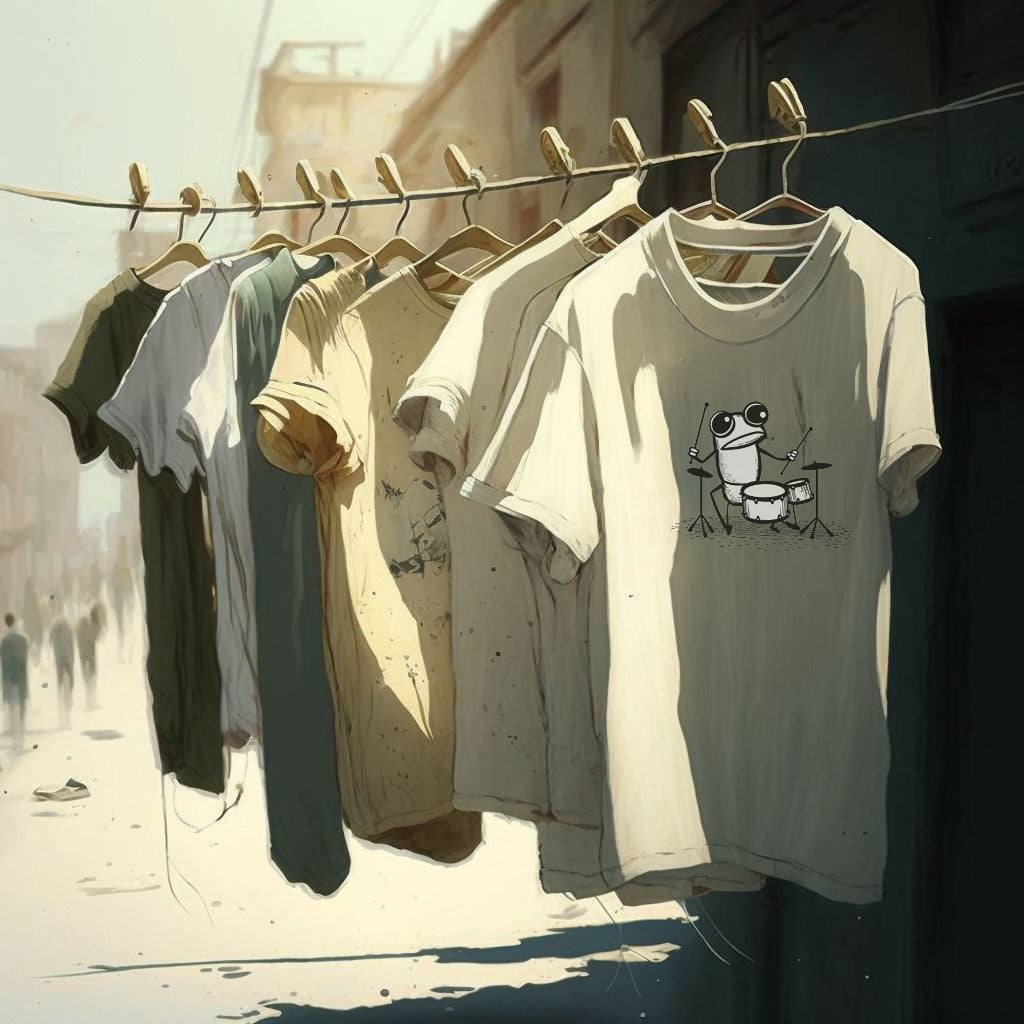 t-shirts hanging on a clothes line