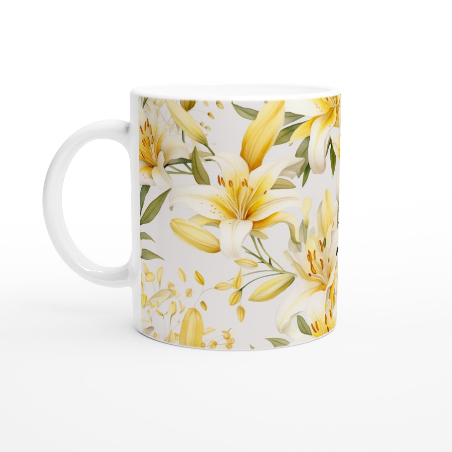 Coffee mug with Christmas lilies print