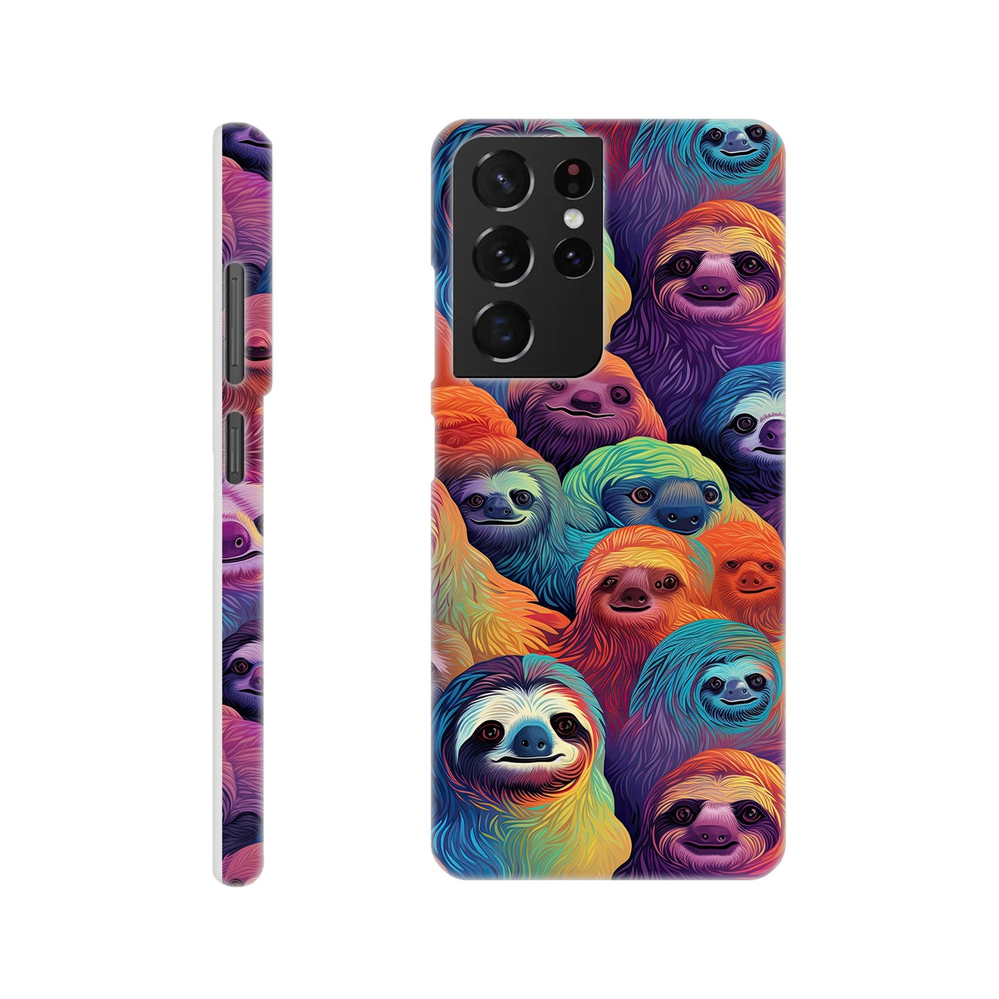 Slothful Delight: Multicolored Slim Phone Case for the Stylish and Playful