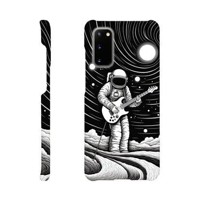 Galactic Harmony: Op Art Astronaut Guitarist Monochromatic Slim Phone Case