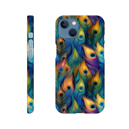 Feathered Elegance: All-Over Peacock Feather Slim Phone Case for Android and Apple