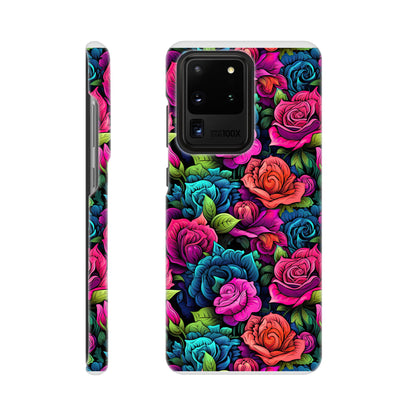 Blossoming Beauty: Colorful All-Over Rose Flower Print Phone Case for Android and Apple
