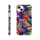 Slothful Delight: Multicolored Slim Phone Case for the Stylish and Playful