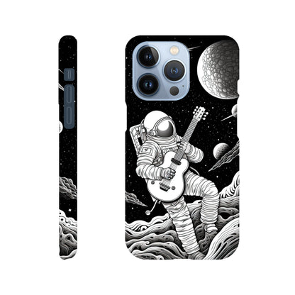 Space Serenade: Monochromatic Astronaut Guitarist in Space Phone Case