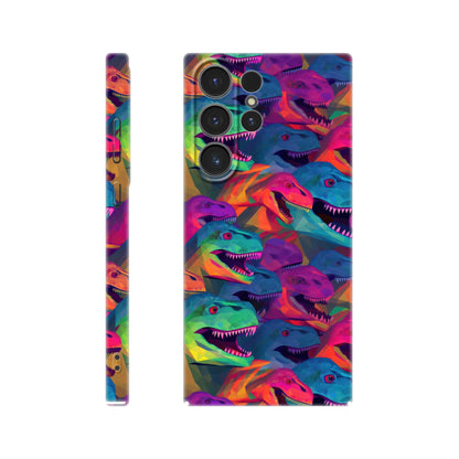 DinoVibe: Slim Phone Case with Colorful T-Rex Pattern - Unleash Playful Protection!