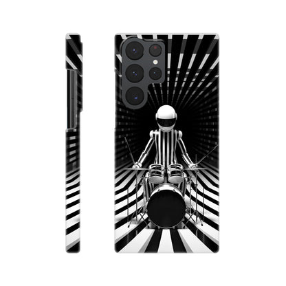 Galactic Grooves: Op-art Spaceman Drummer Slim Phone Case - Elevate Your Style to Cosmic Heights!
