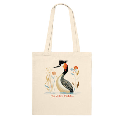 Tote bag with New Zealand Puteketeke bird print