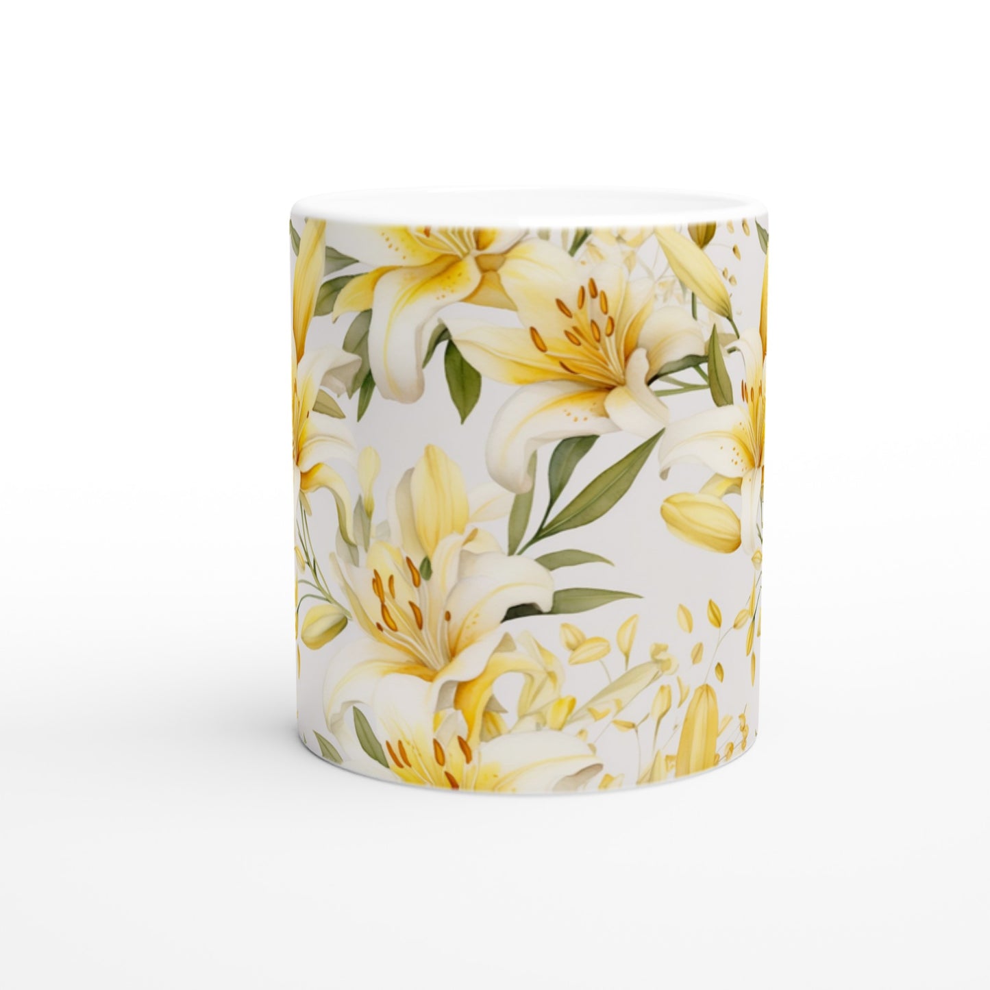 Coffee mug with Christmas lilies print