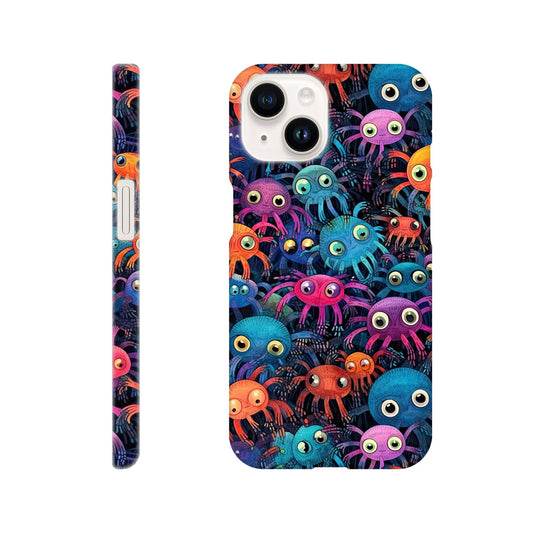 Vibrant Arachnid Elegance: Slim Phone Case with Colorful Hairy Spiders Pattern