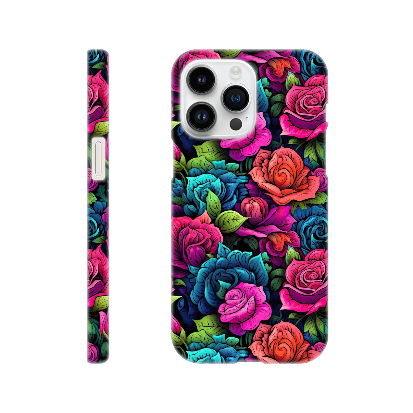 slim phone case with colorful roses all over print