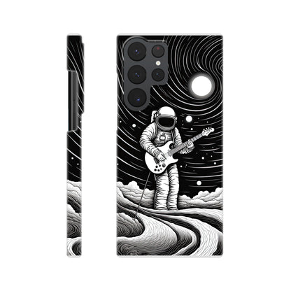 Slim phone case with monochromatic op art space astronaut print