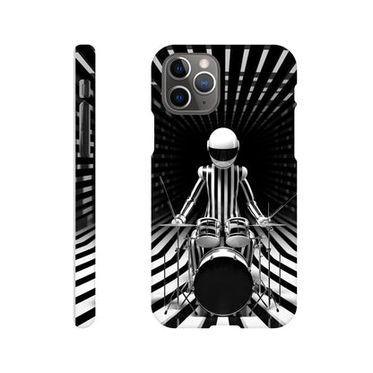 Op-art spaceman drummer print on phone case