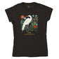 Black t-shirt with a New Zealand Kōtuku white heron print