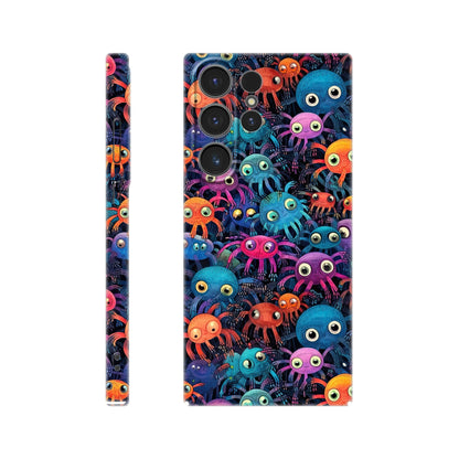 Vibrant Arachnid Elegance: Slim Phone Case with Colorful Hairy Spiders Pattern