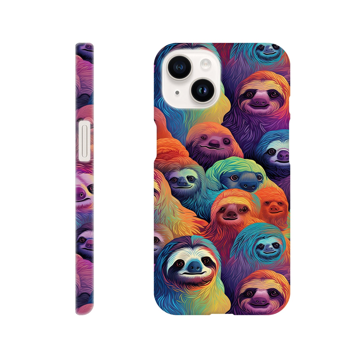 Slothful Delight: Multicolored Slim Phone Case for the Stylish and Playful