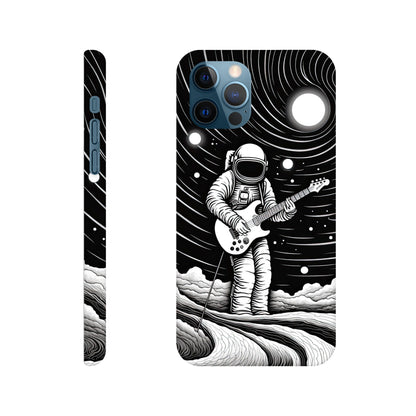 Galactic Harmony: Op Art Astronaut Guitarist Monochromatic Slim Phone Case