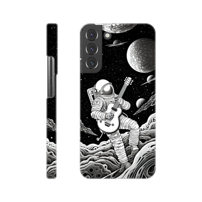 Space Serenade: Monochromatic Astronaut Guitarist in Space Phone Case