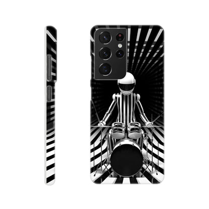 Galactic Grooves: Op-art Spaceman Drummer Slim Phone Case - Elevate Your Style to Cosmic Heights!