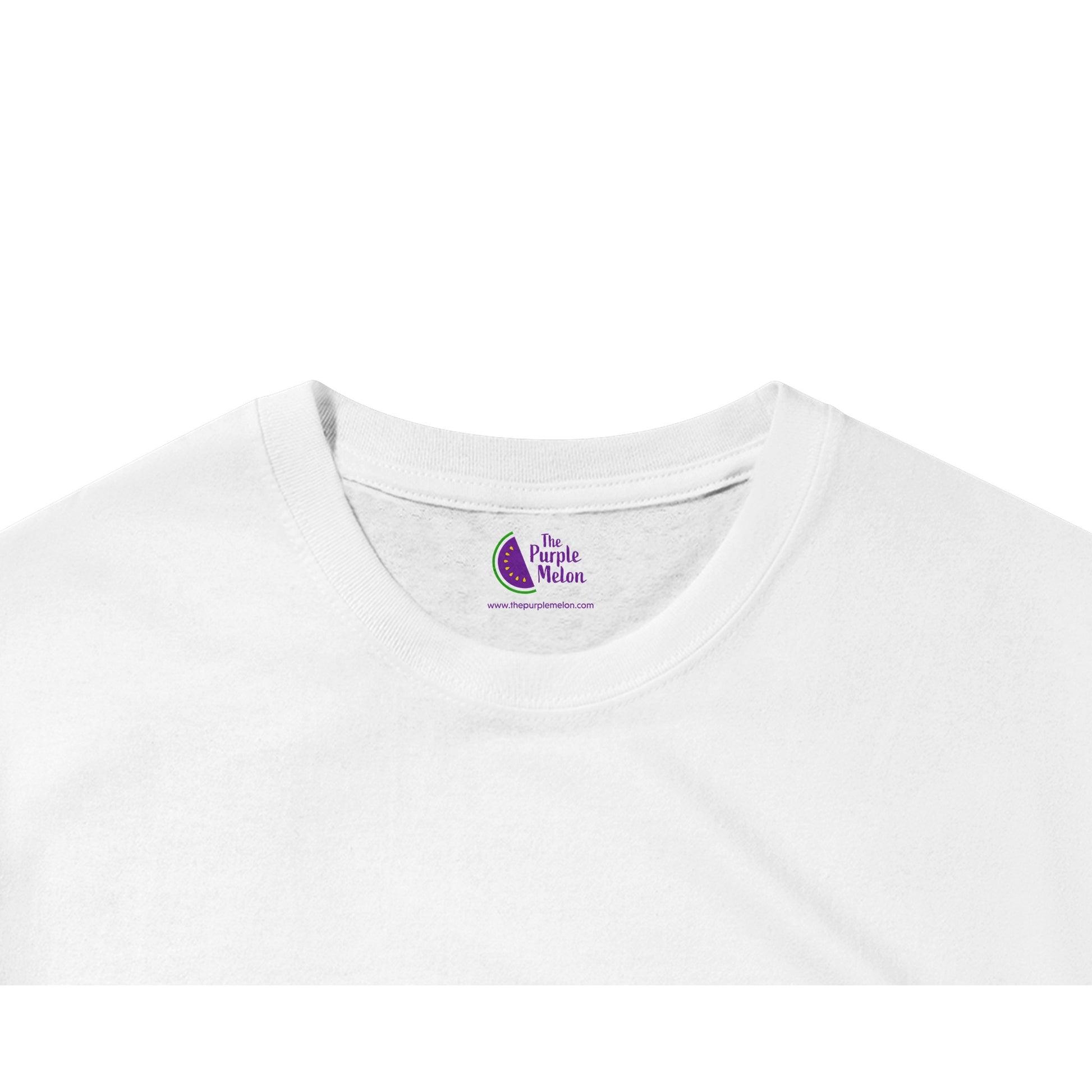 the purple melon t-shirt neck label