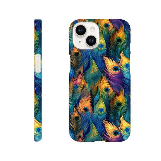 Mobile phone slim case with colorful all over peacock feather print