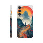 slim phone case with surreal mountain bike print