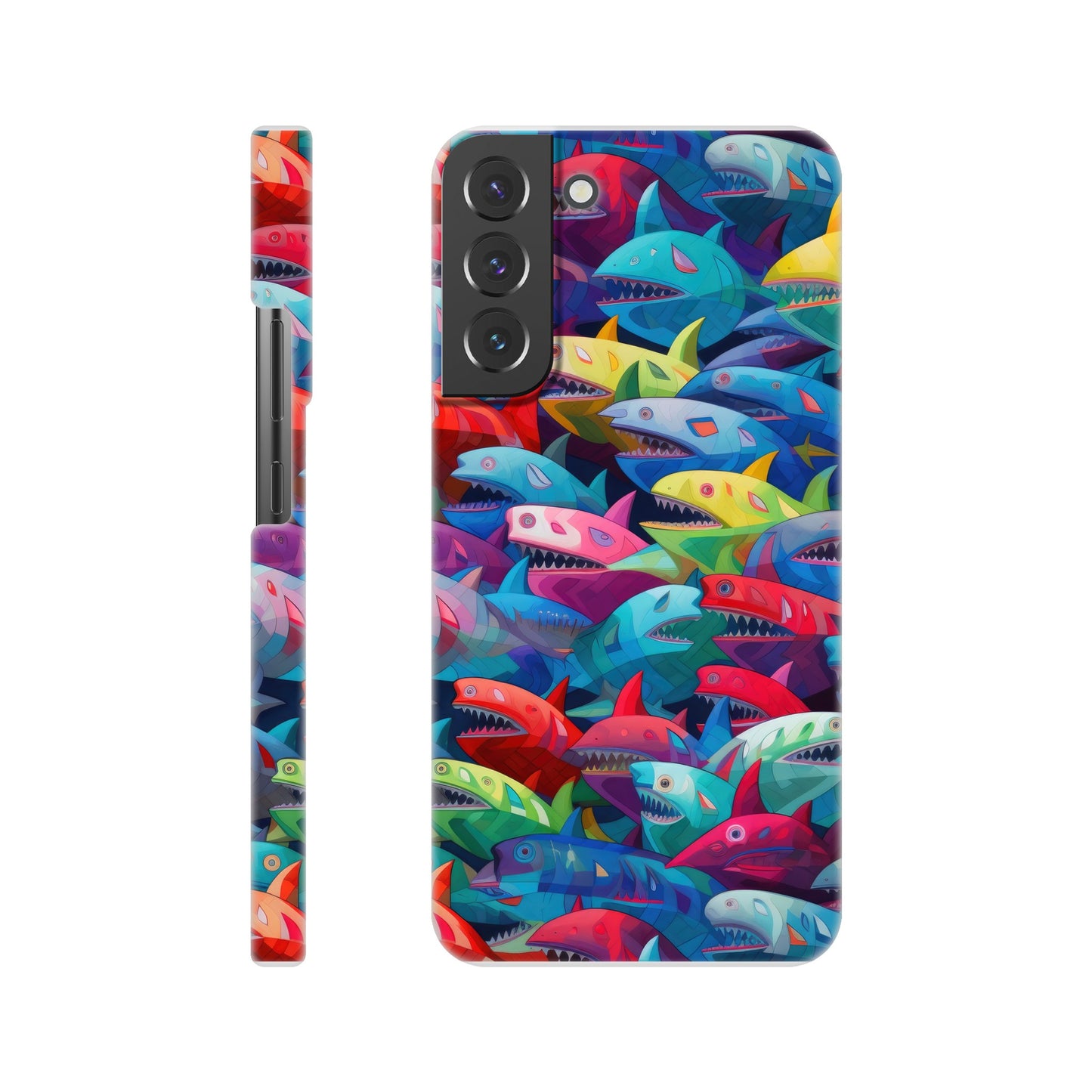 Vibrant Sharks: Slim Multicolored Phone Case - Protect and Flaunt in Style!