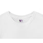 white t-shirt with the purple melon logo neck label