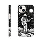 Slim phone case with monochromatic op art space astronaut print