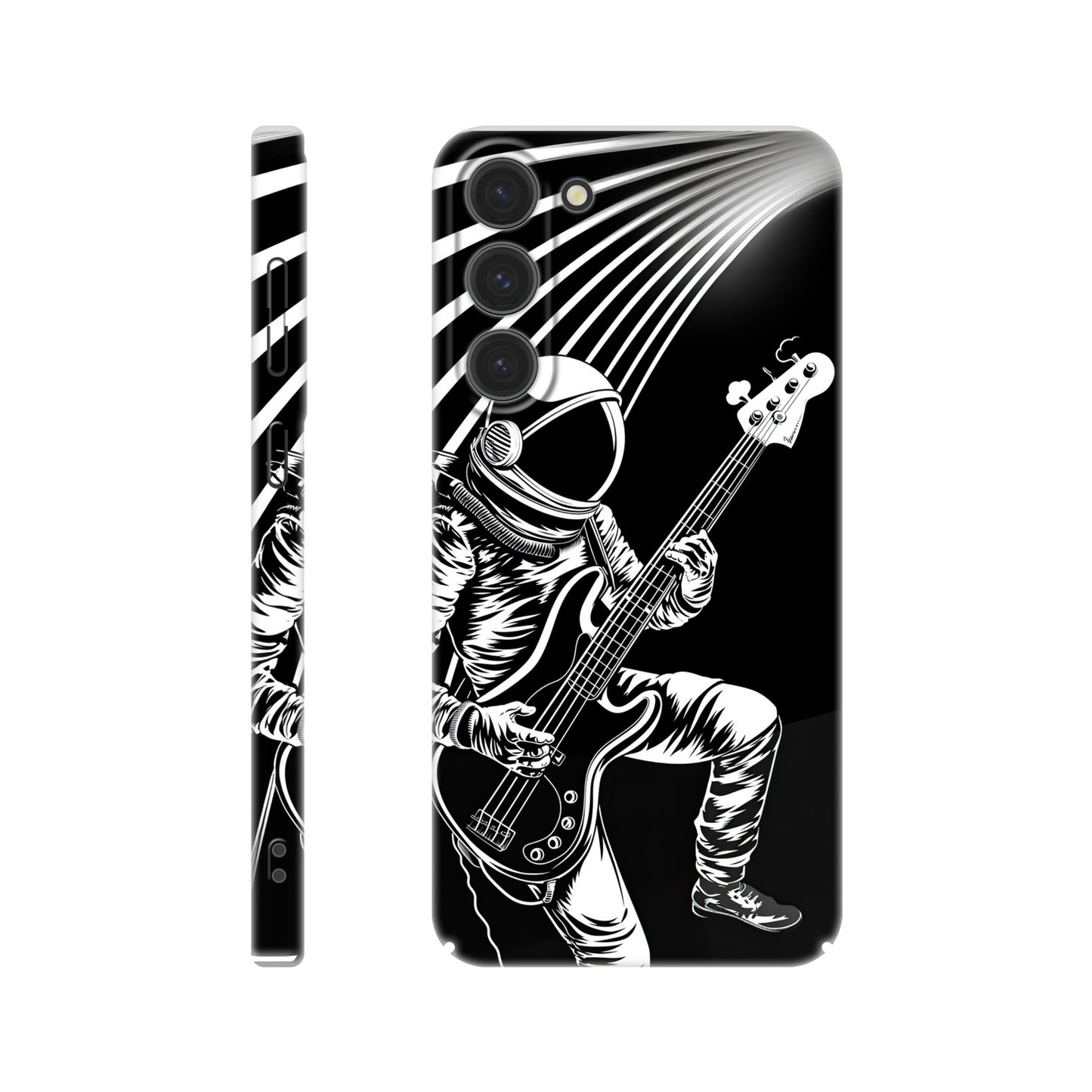 phone case with bass playing spaceman design