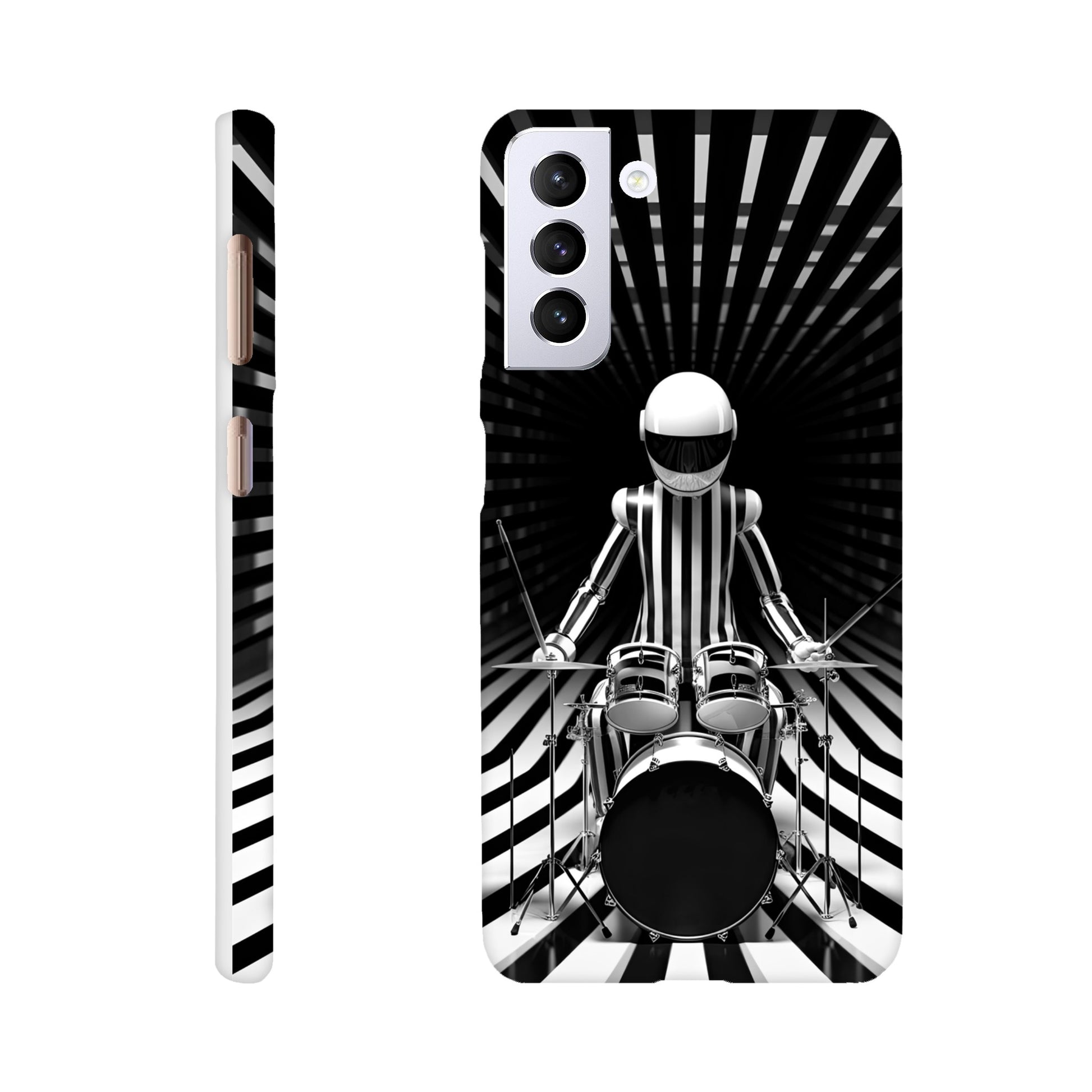 Op-art spaceman drummer print on phone case
