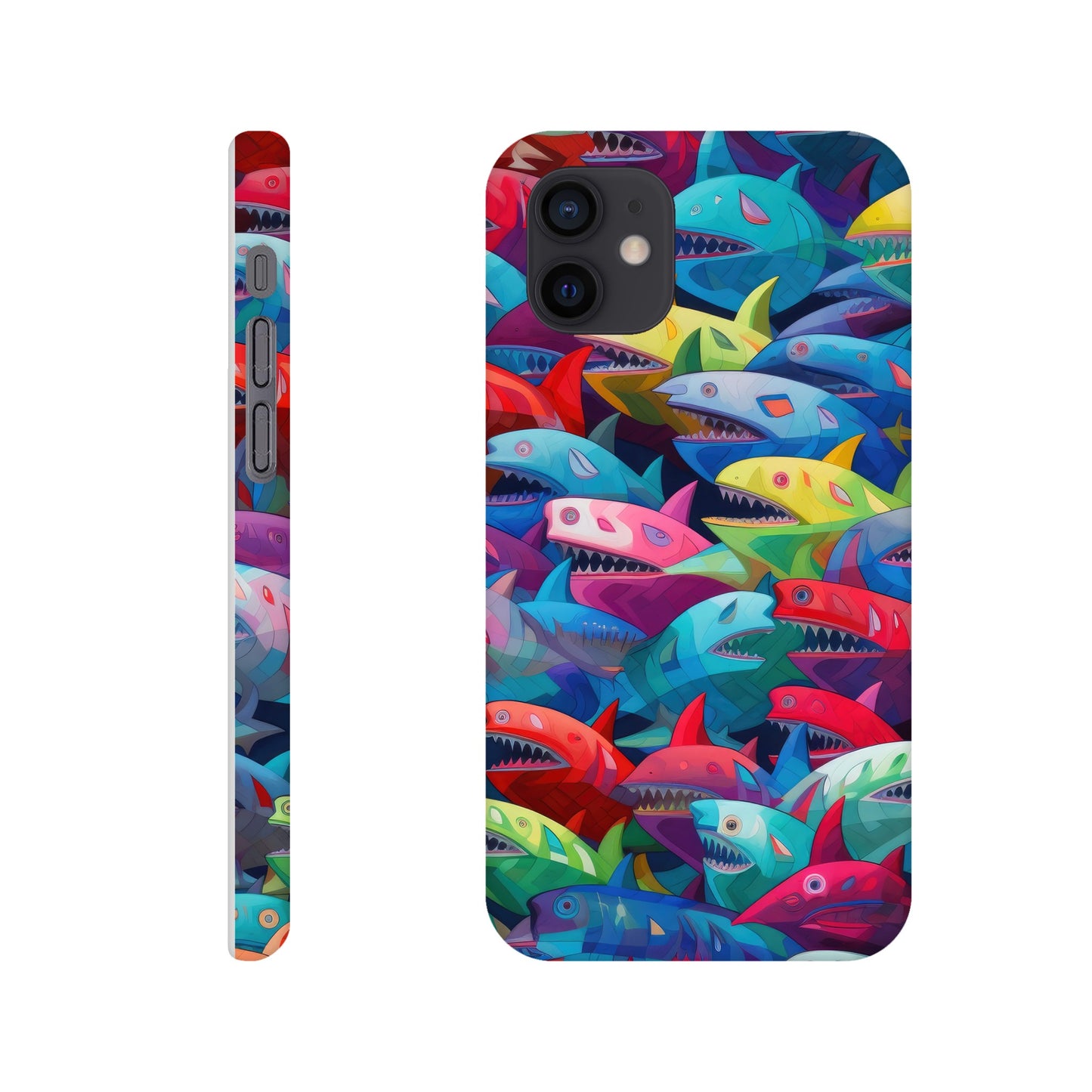 Vibrant Sharks: Slim Multicolored Phone Case - Protect and Flaunt in Style!