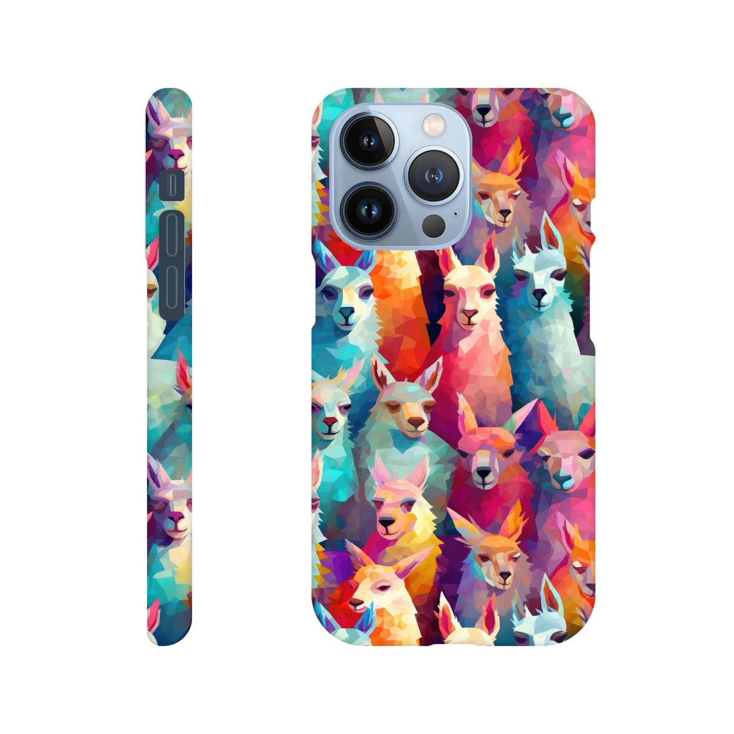 Vibrant Llama Delight: Slim Phone Case with Colorful Llama Pattern