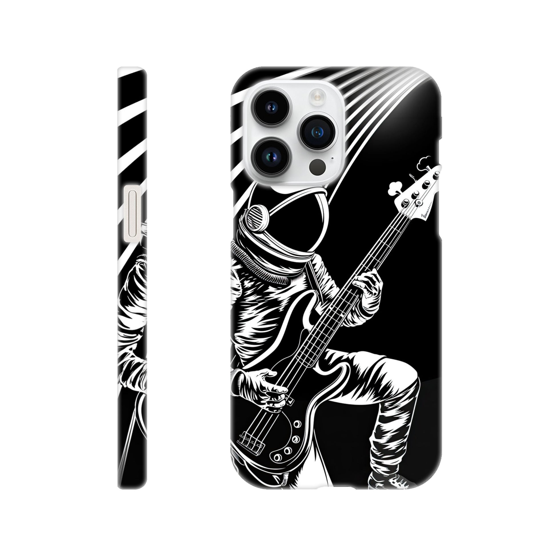 phone case with bass playing spaceman design