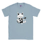 light blue kids t-shirt with cute fox playing guitar print