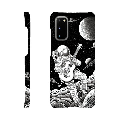 Space Serenade: Monochromatic Astronaut Guitarist in Space Phone Case