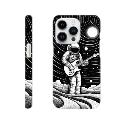 Slim phone case with monochromatic op art space astronaut print