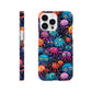 Vibrant Arachnid Elegance: Slim Phone Case with Colorful Hairy Spiders Pattern