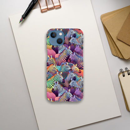 Unleash Your Wild Side with our Slim Phone Case: Colorful Zebra Pattern Edition