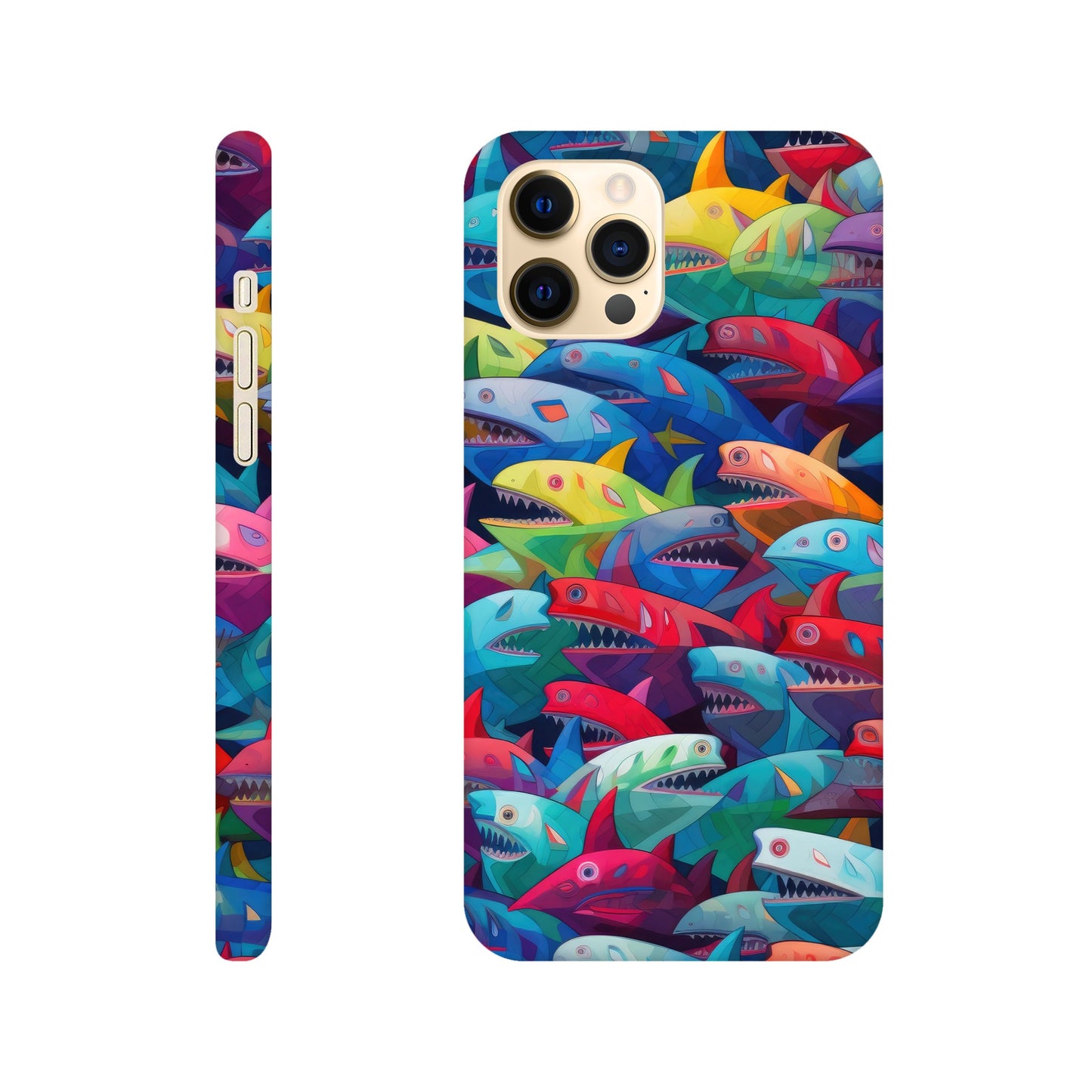 Vibrant Sharks: Slim Multicolored Phone Case - Protect and Flaunt in Style!