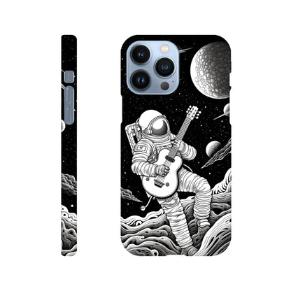 Space Serenade: Monochromatic Astronaut Guitarist in Space Phone Case