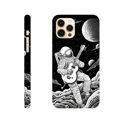 Space Serenade: Monochromatic Astronaut Guitarist in Space Phone Case