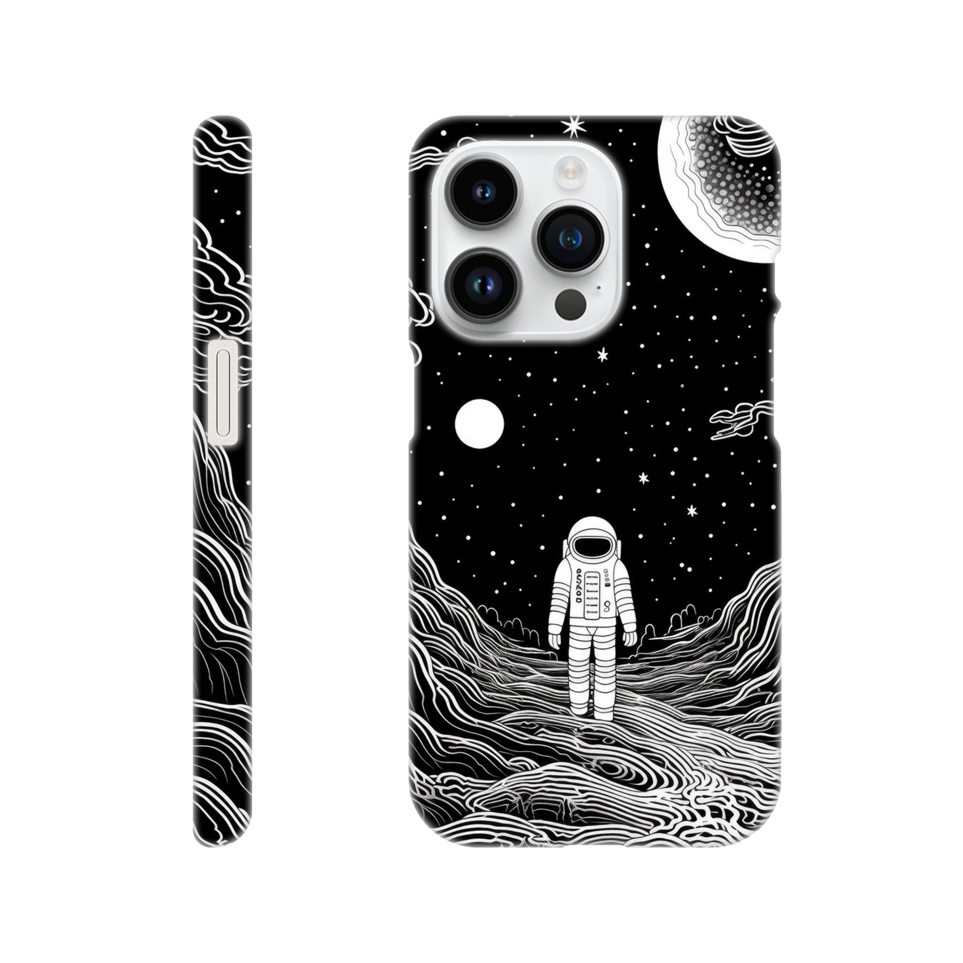 black and white slim spaceman phone case