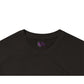 blackk t-shirt neck label with The Purple Melon logo