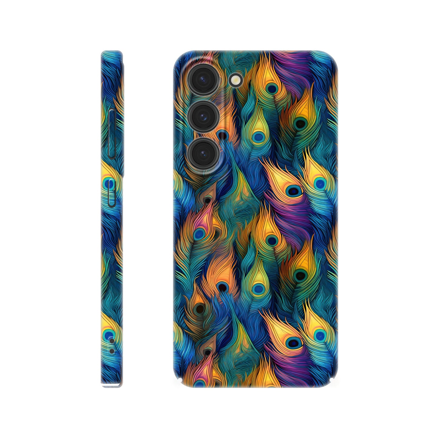 Feathered Elegance: All-Over Peacock Feather Slim Phone Case for Android and Apple