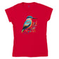 red t-shirt with a new zealand kingfisher kōtare print