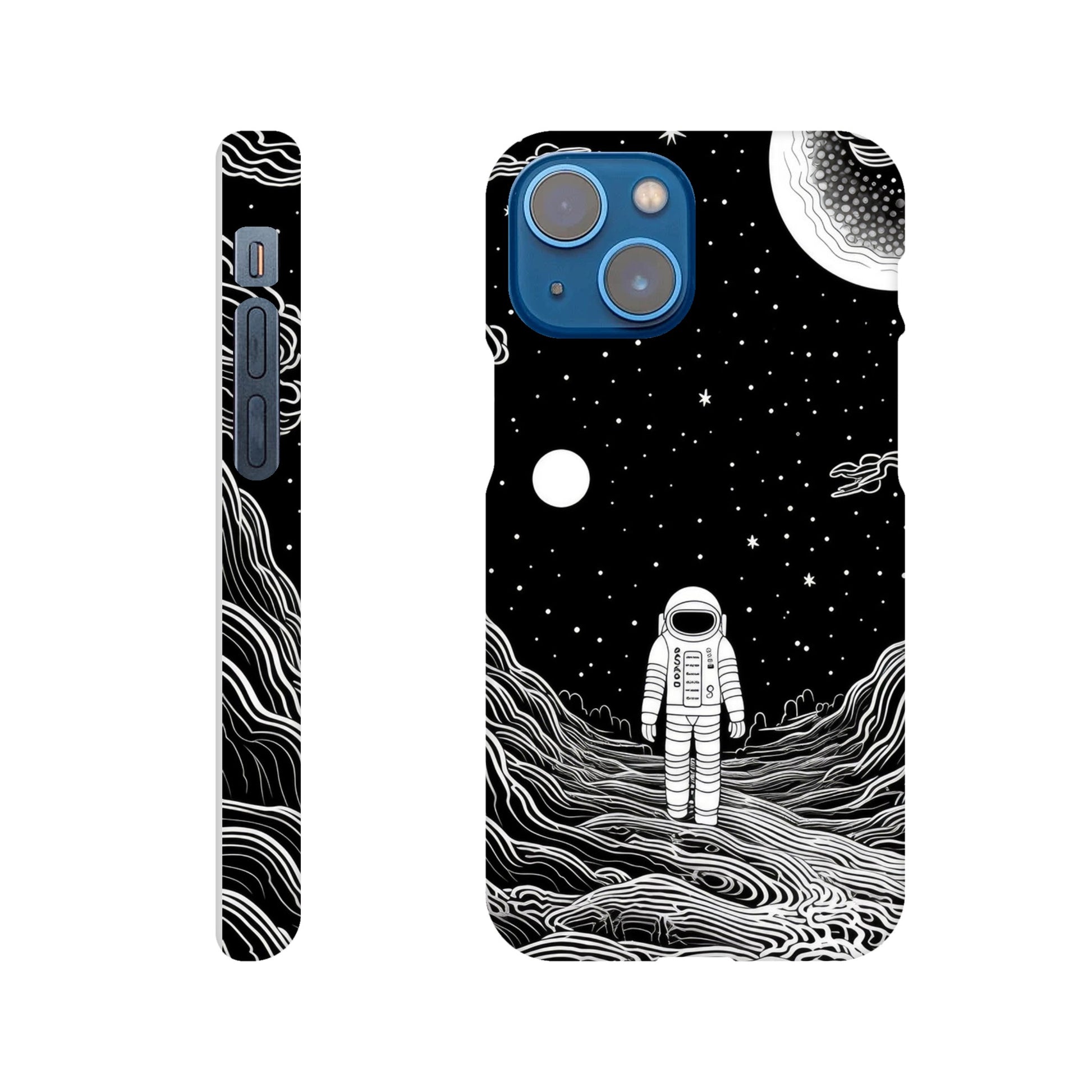 black and white slim spaceman phone case