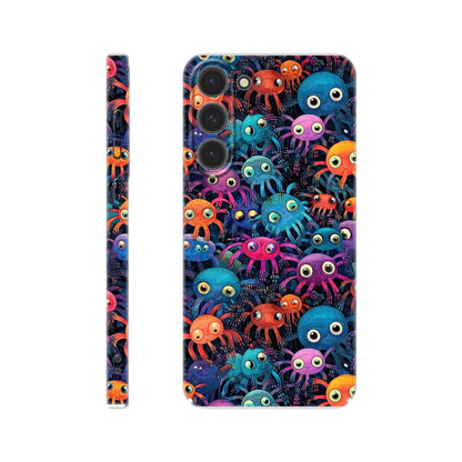 Vibrant Arachnid Elegance: Slim Phone Case with Colorful Hairy Spiders Pattern