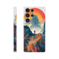 slim phone case with surreal mountain bike print